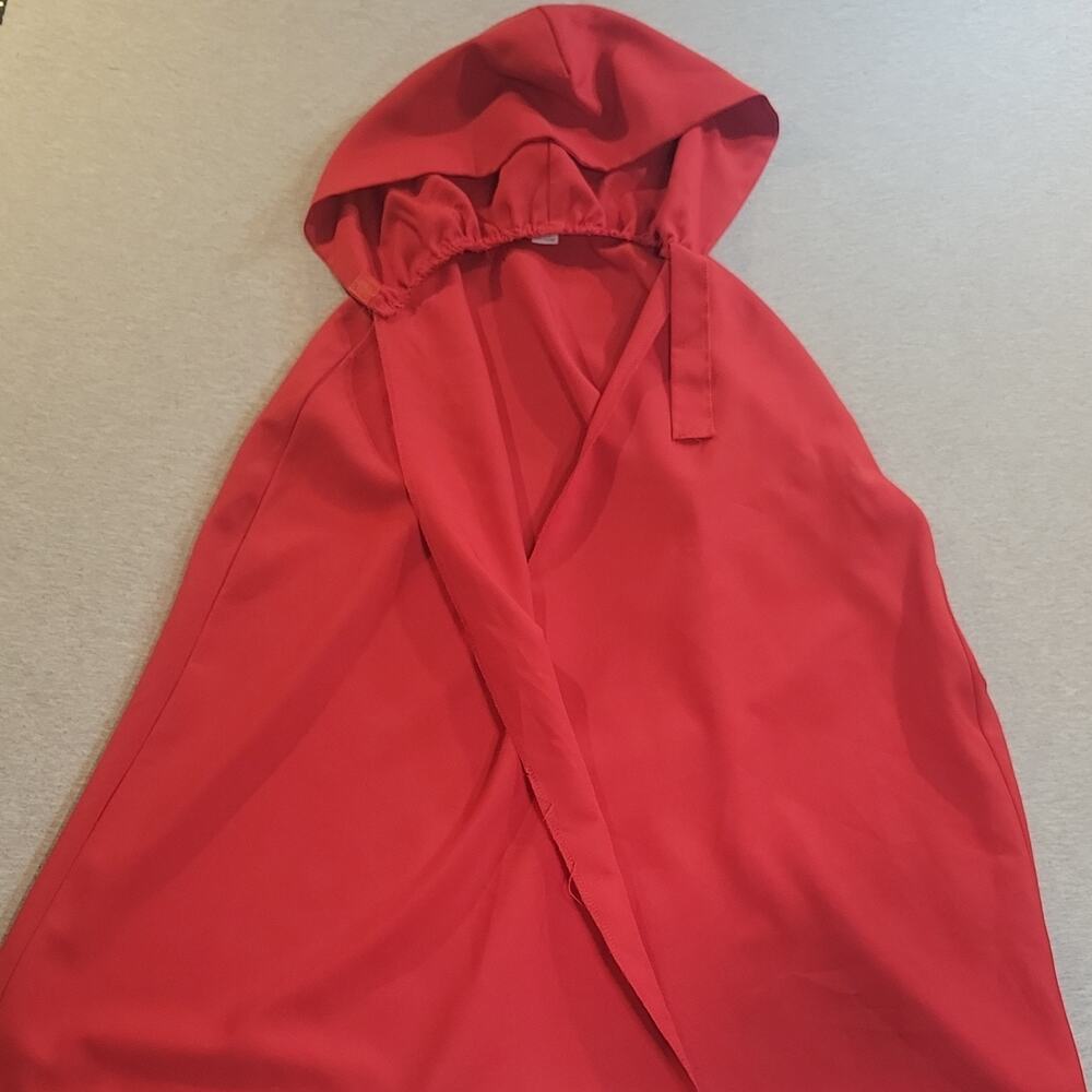 Red Hooded Cloak Cape, Size L, Adult Unisex Halloween Costume